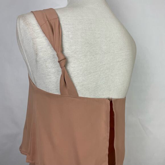 Le Lis | Blush Neutral One Shoulder Layered Woven Romper - Picture 3 of 11